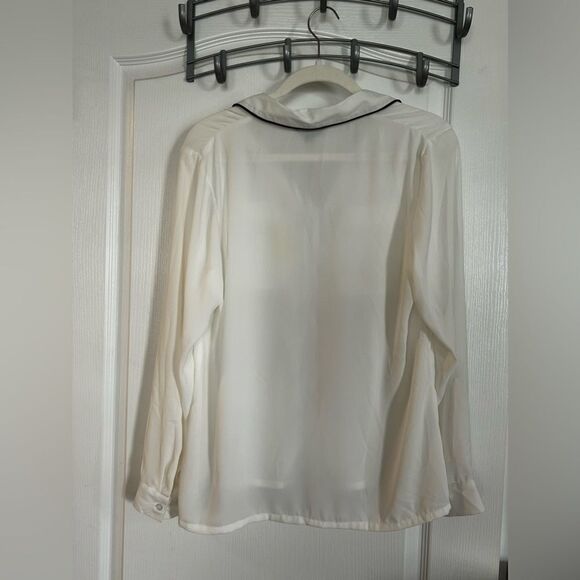 HaoDuoYi blouse women’s XL button down top‎ black white NWT - Picture 2 of 13